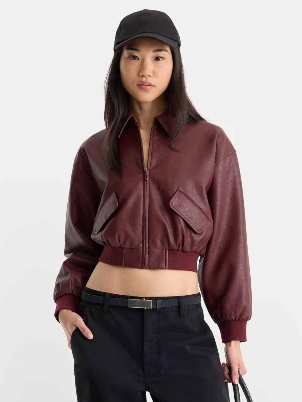 Good American The Better Than Leather Bomber Jacket Size Small